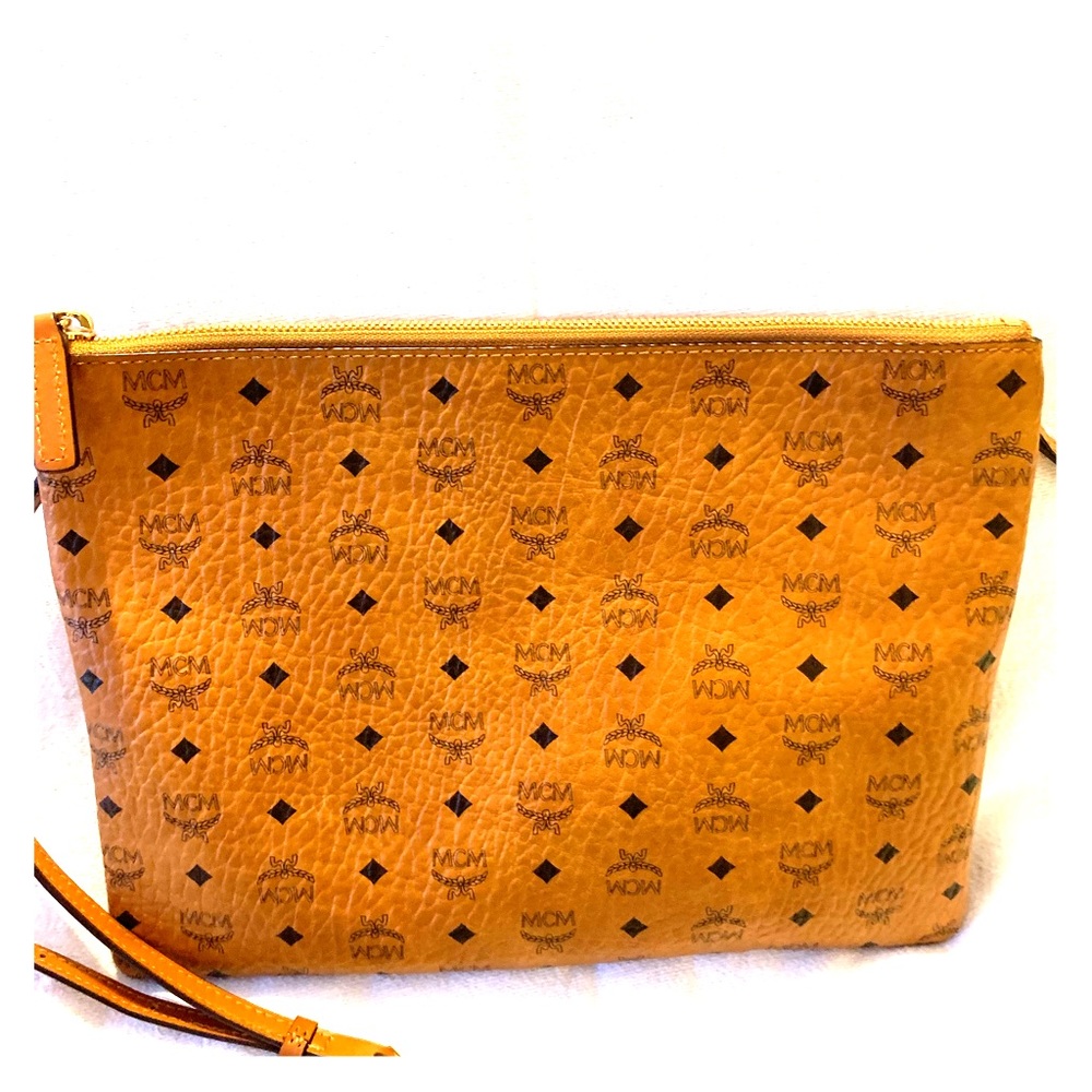Authentic MCM Visetos Original Pouch Cognac Color!